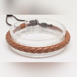Men's‎ leather bracelet braided brown new e50